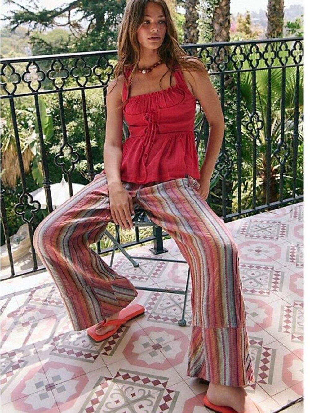 Free People Red Ruched Tank Top